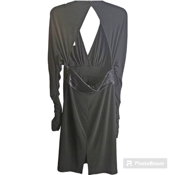 Sue Wong Long Sleeves Open Back Black Mini Cocoktail Dress - Picture 6 of 15